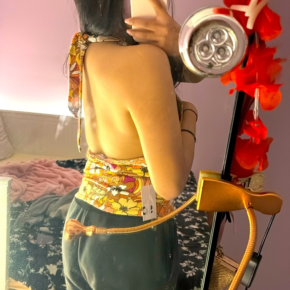 Haltered flowers backless top